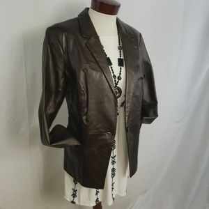 🆕️Hal Rubenstein Dark Brown Leather Blazer